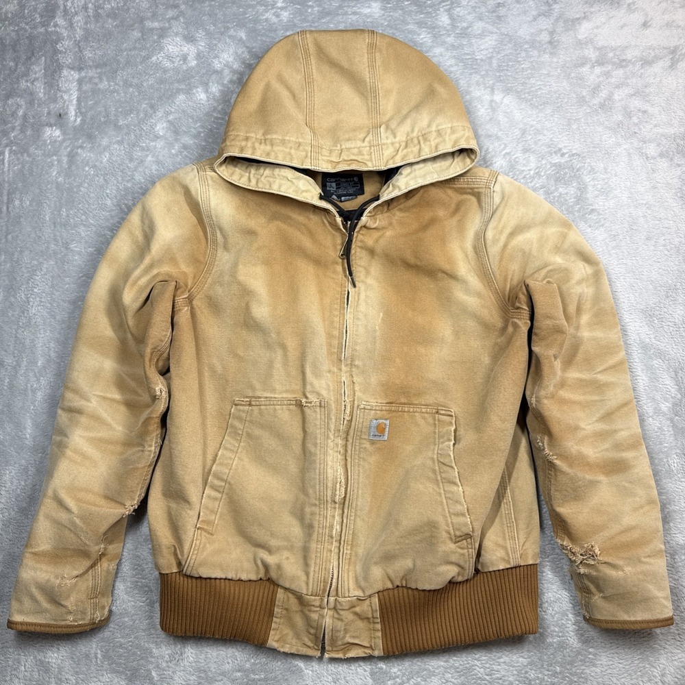 Carhartt Jacket Youth Boys Large 12-14 Brown‎ J130 Loose Fit Faded Distressed
